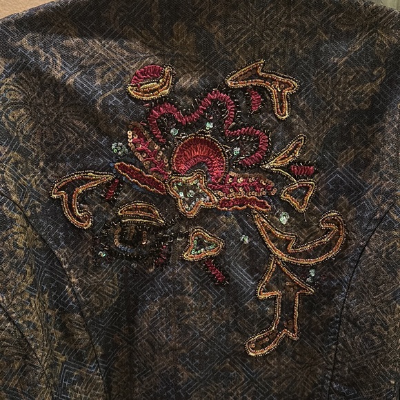 Chico’s Embroidered Denim Jacket - Picture 6 of 7
